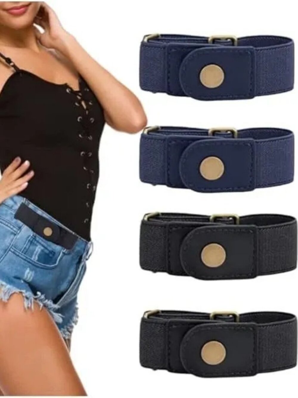 4× Men Women Buckle-free Elastic Invisible Waist Belt for Jeans No Bulge Hassle